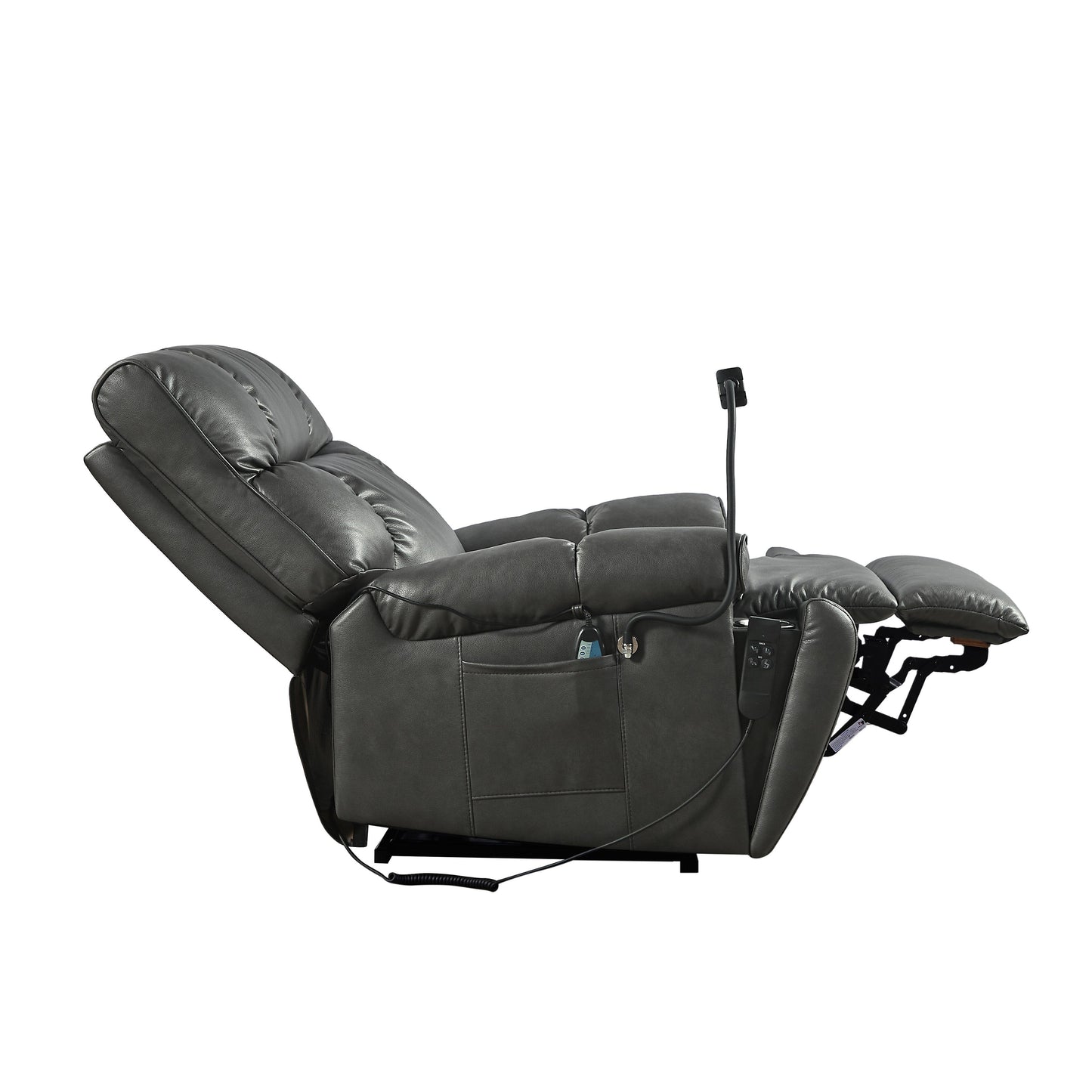 Christopher Knight Home - Power Lift Recliner Chair with Dual Motors, Massage, Heat, Cup Holders & Adjustable Phone Holder