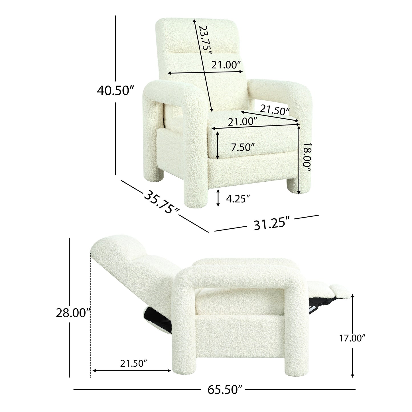 Christopher Knight Home - Push Back Recliner with Adjustable Backrest