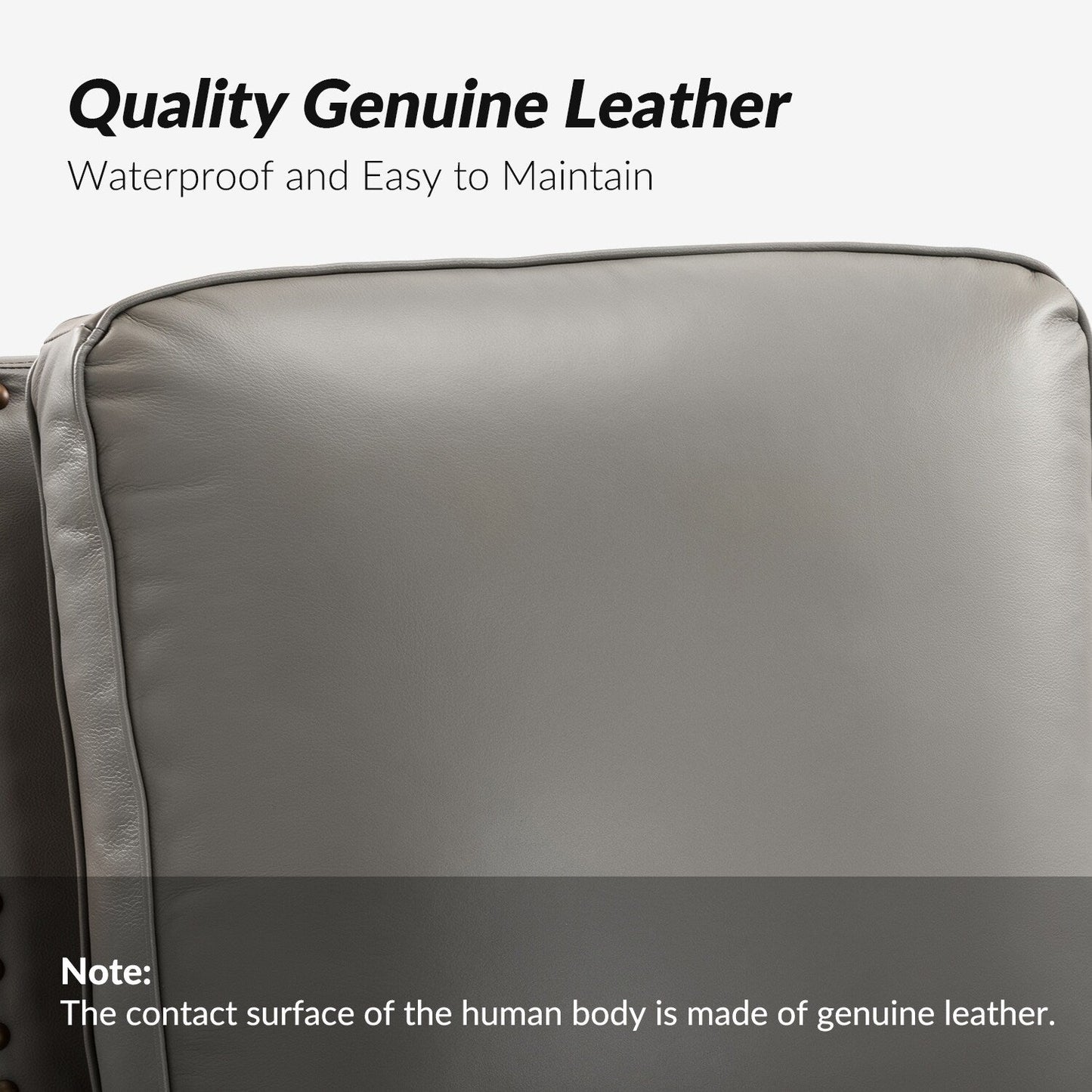Cigar Mid-century Modern Genuine Leather Recliner with Nailhead Trim by HULALA HOME
