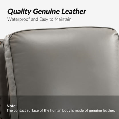 Cigar Mid-century Modern Genuine Leather Recliner with Nailhead Trim by HULALA HOME