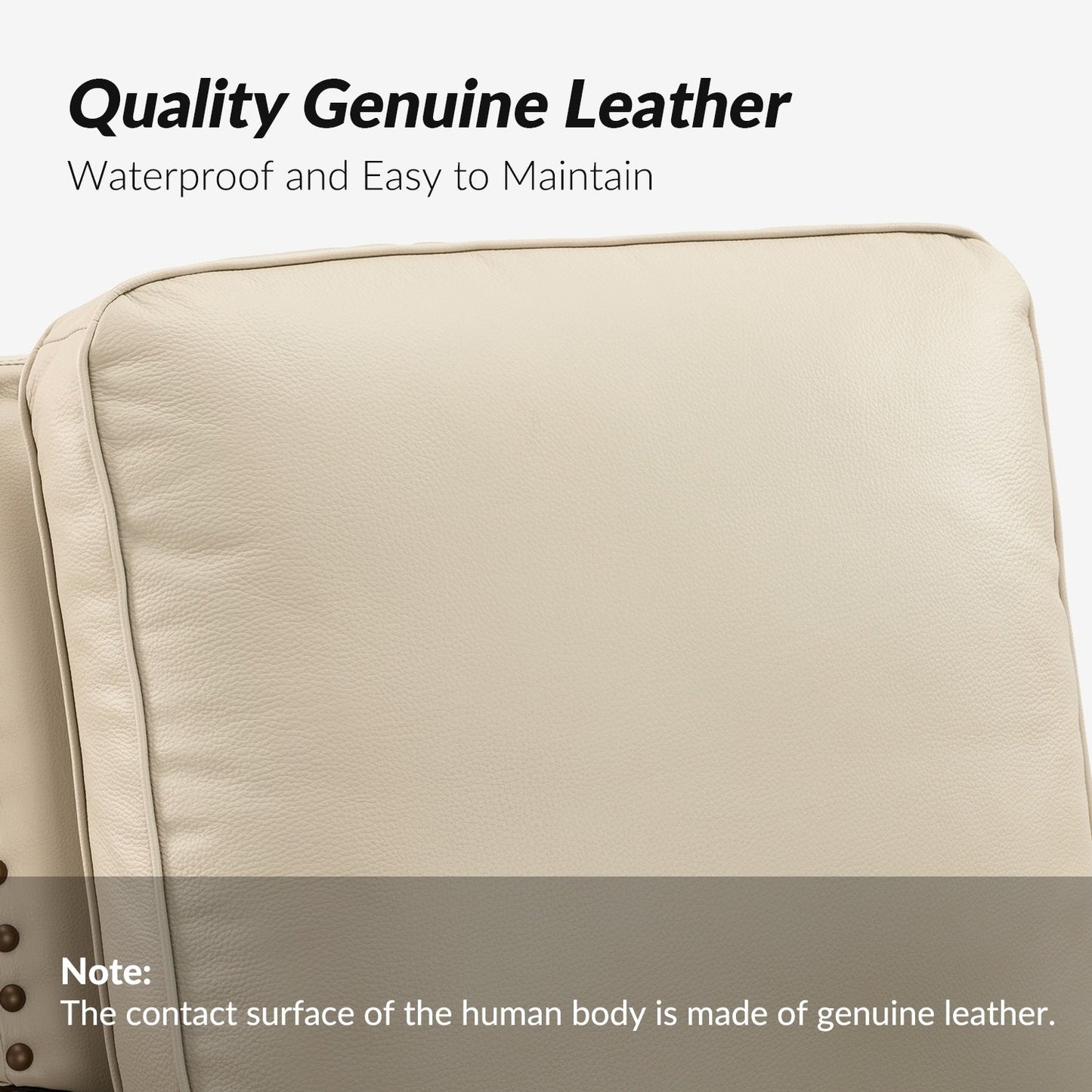Cigar Mid-century Modern Genuine Leather Recliner with Nailhead Trim by HULALA HOME