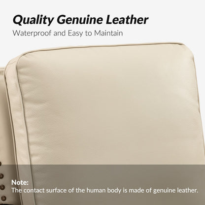 Cigar Mid-century Modern Genuine Leather Recliner with Nailhead Trim by HULALA HOME
