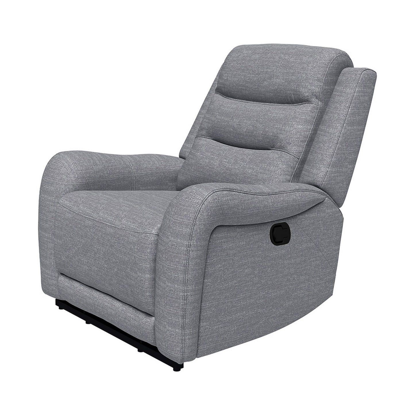 Clair Manual Recliner Chair with Scrolled Arms, Wood Frame, Gray Fabric