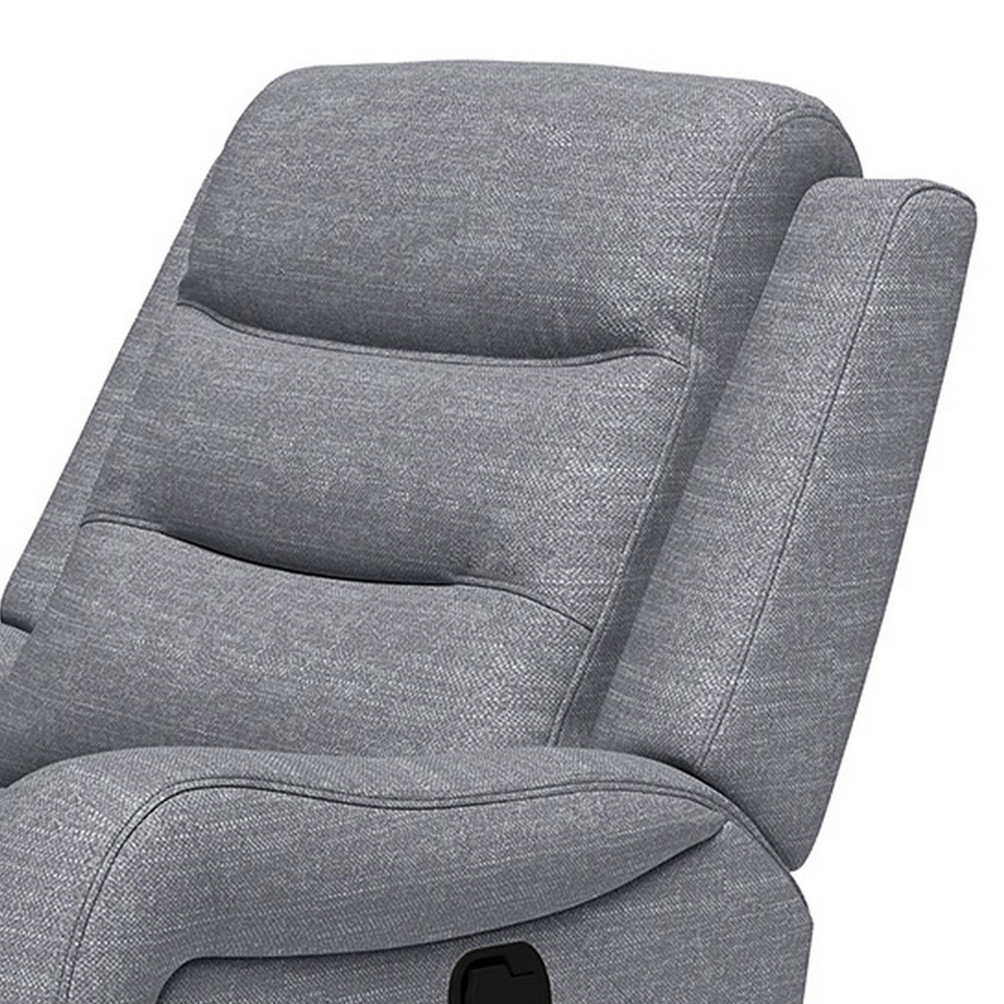 Clair Manual Recliner Chair with Scrolled Arms, Wood Frame, Gray Fabric