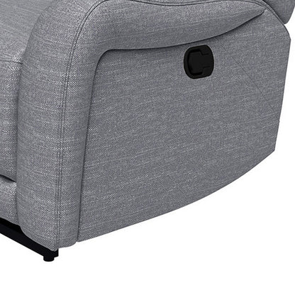 Clair Manual Recliner Chair with Scrolled Arms, Wood Frame, Gray Fabric