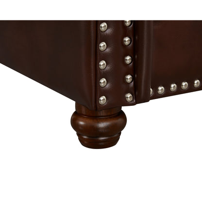 Classic 83 PU Leather Upholstered 3-Seater Sofa with Bottom Storage Box and Nailhead Decoration
