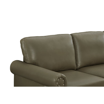 Classic 83 PU Leather Upholstered 3-Seater Sofa with Bottom Storage Box and Nailhead Decoration