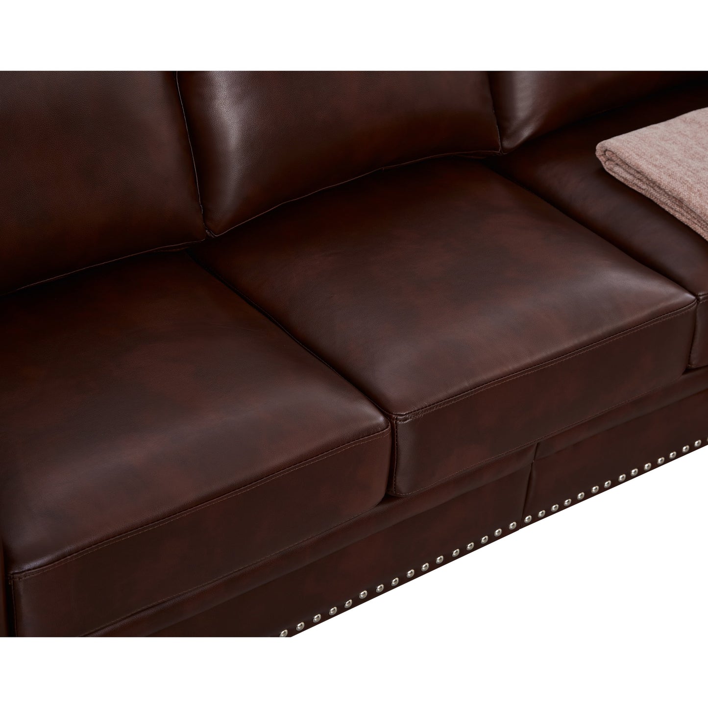 Classic 83 PU Leather Upholstered 3-Seater Sofa with Bottom Storage Box and Nailhead Decoration