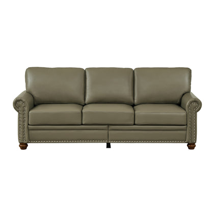 Classic 83 PU Leather Upholstered 3-Seater Sofa with Bottom Storage Box and Nailhead Decoration