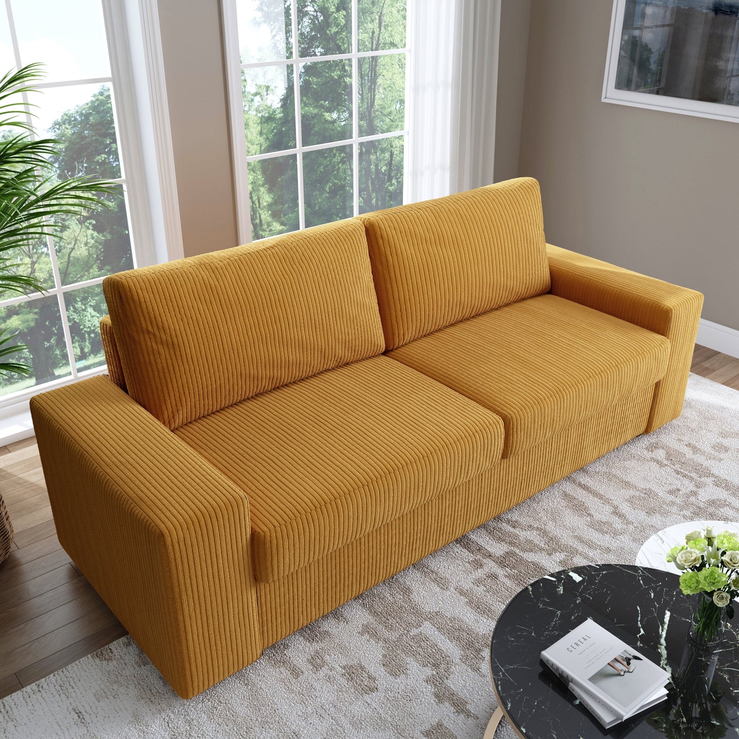 Classic Corduroy Sofa Couch 2-Seater Upholstered Couch