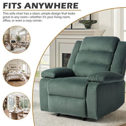 Classic Corduroy Upholstered Push Back Manual Recliner Chair