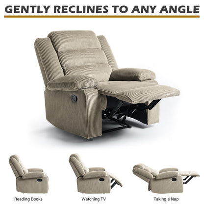 Classic Corduroy Upholstered Push Back Manual Recliner Chair