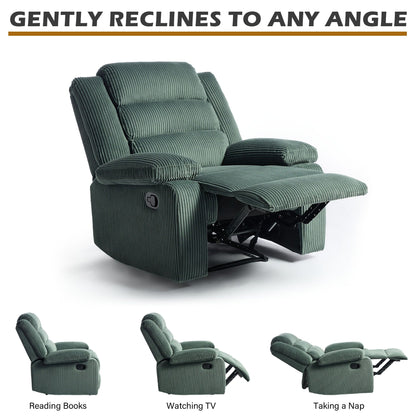 Classic Corduroy Upholstered Push Back Manual Recliner Chair