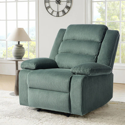 Classic Corduroy Upholstered Push Back Manual Recliner Chair