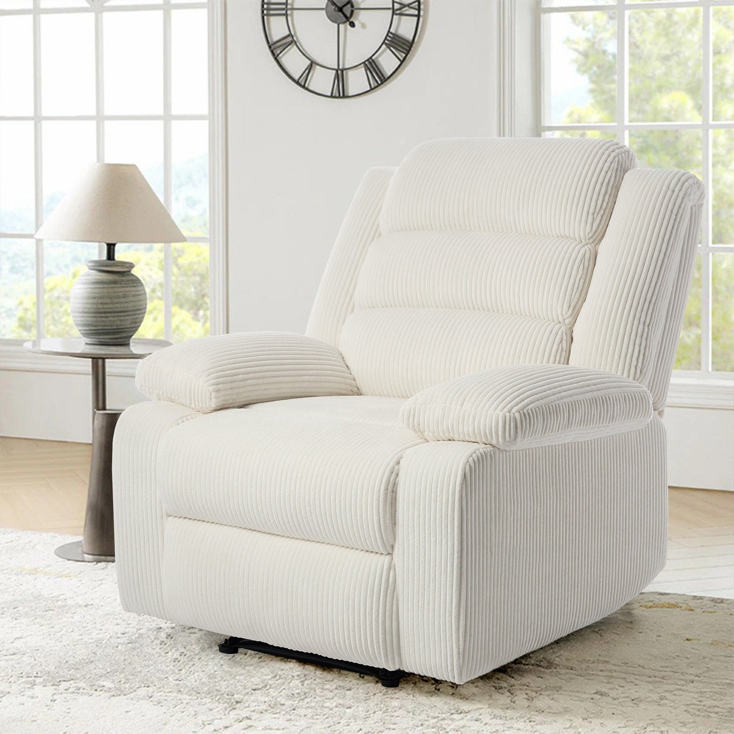 Classic Corduroy Upholstered Push Back Manual Recliner Chair