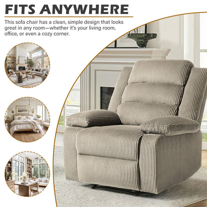 Classic Corduroy Upholstered Push Back Manual Recliner Chair(Set of 2)