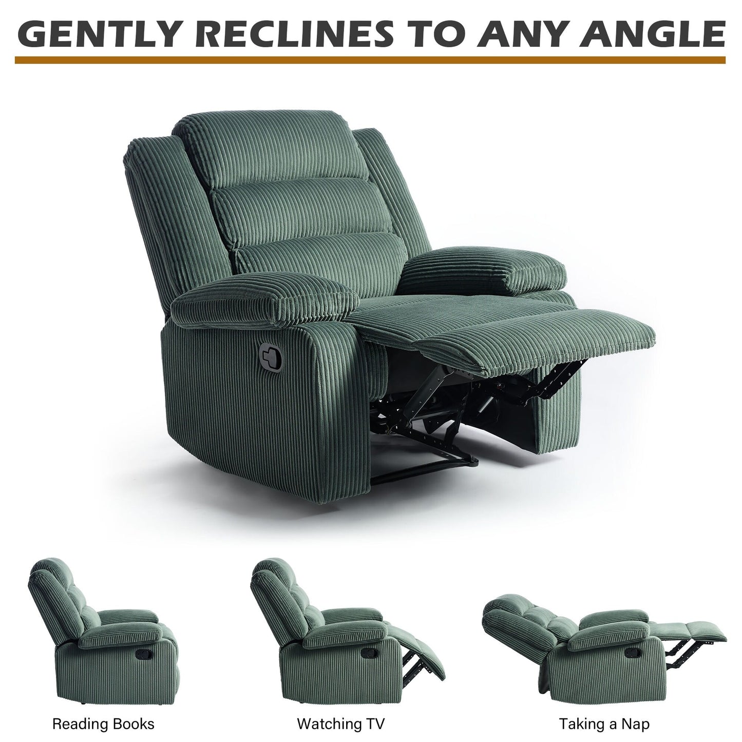 Classic Corduroy Upholstered Push Back Manual Recliner Chair(Set of 2)