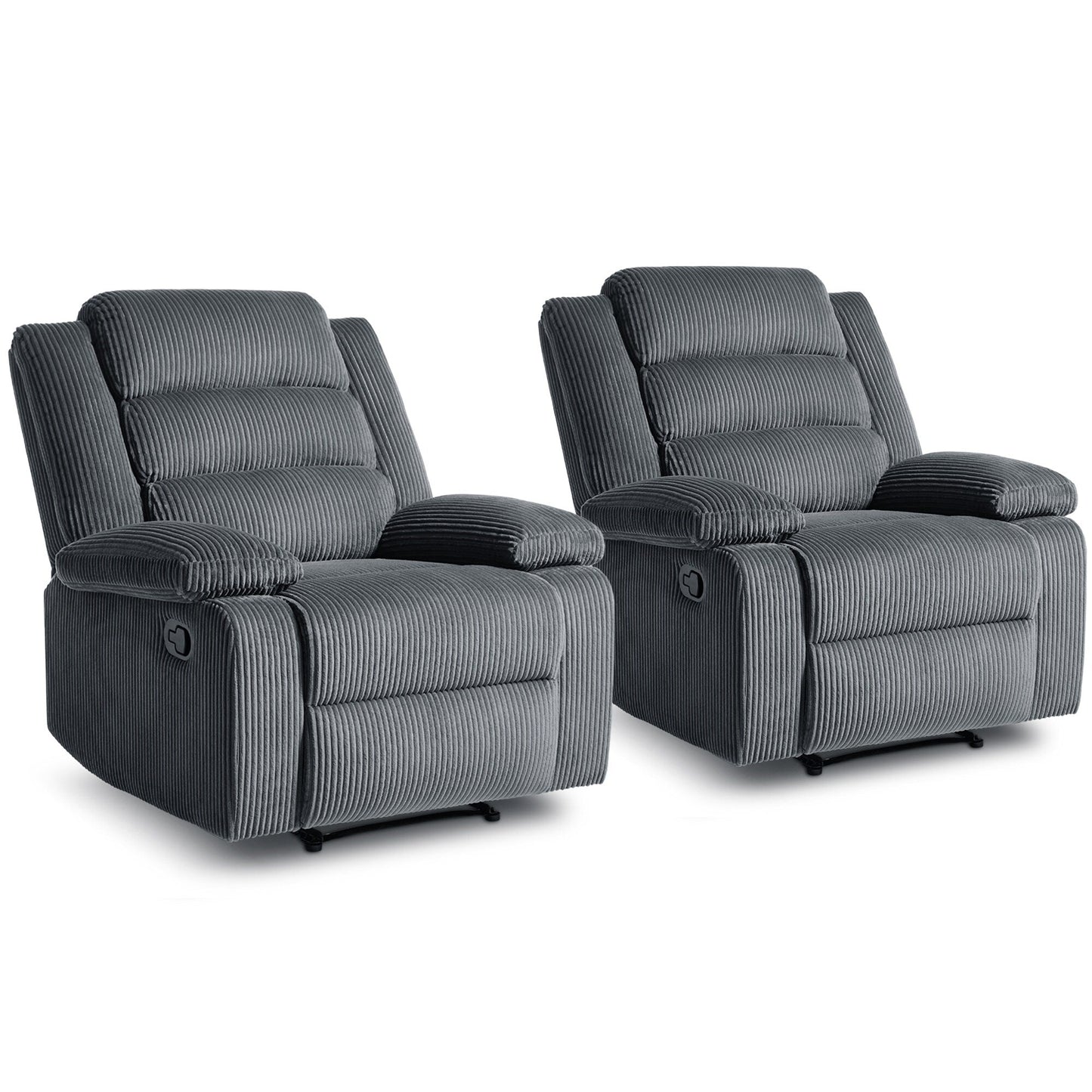 Classic Corduroy Upholstered Push Back Manual Recliner Chair(Set of 2)