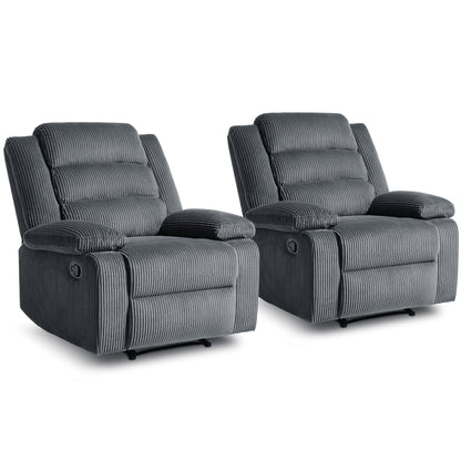 Classic Corduroy Upholstered Push Back Manual Recliner Chair(Set of 2)