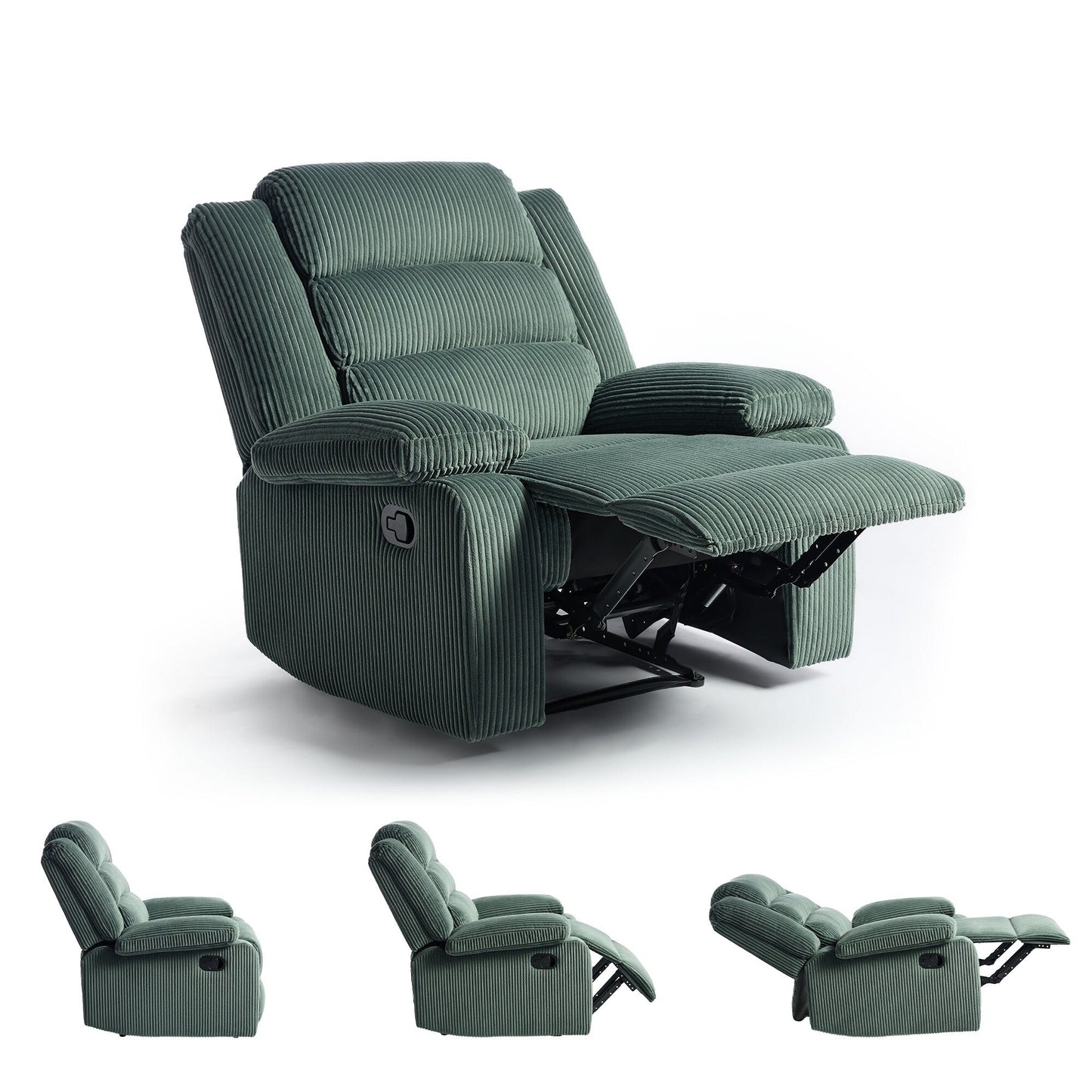 Classic Corduroy Upholstered Push Back Manual Recliner Chair(Set of 2)