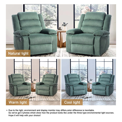 Classic Corduroy Upholstered Push Back Manual Recliner Chair(Set of 2)
