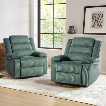 Classic Corduroy Upholstered Push Back Manual Recliner Chair(Set of 2)