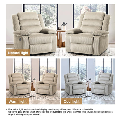 Classic Corduroy Upholstered Push Back Manual Recliner Chair(Set of 2)