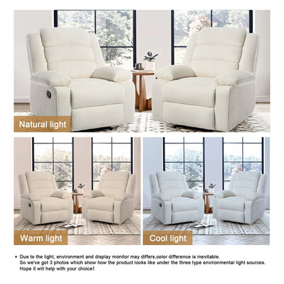 Classic Corduroy Upholstered Push Back Manual Recliner Chair(Set of 2)