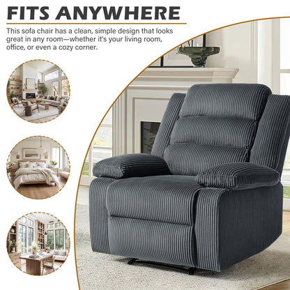 Classic Corduroy Upholstered Push Back Manual Recliner Chair(Set of 2)