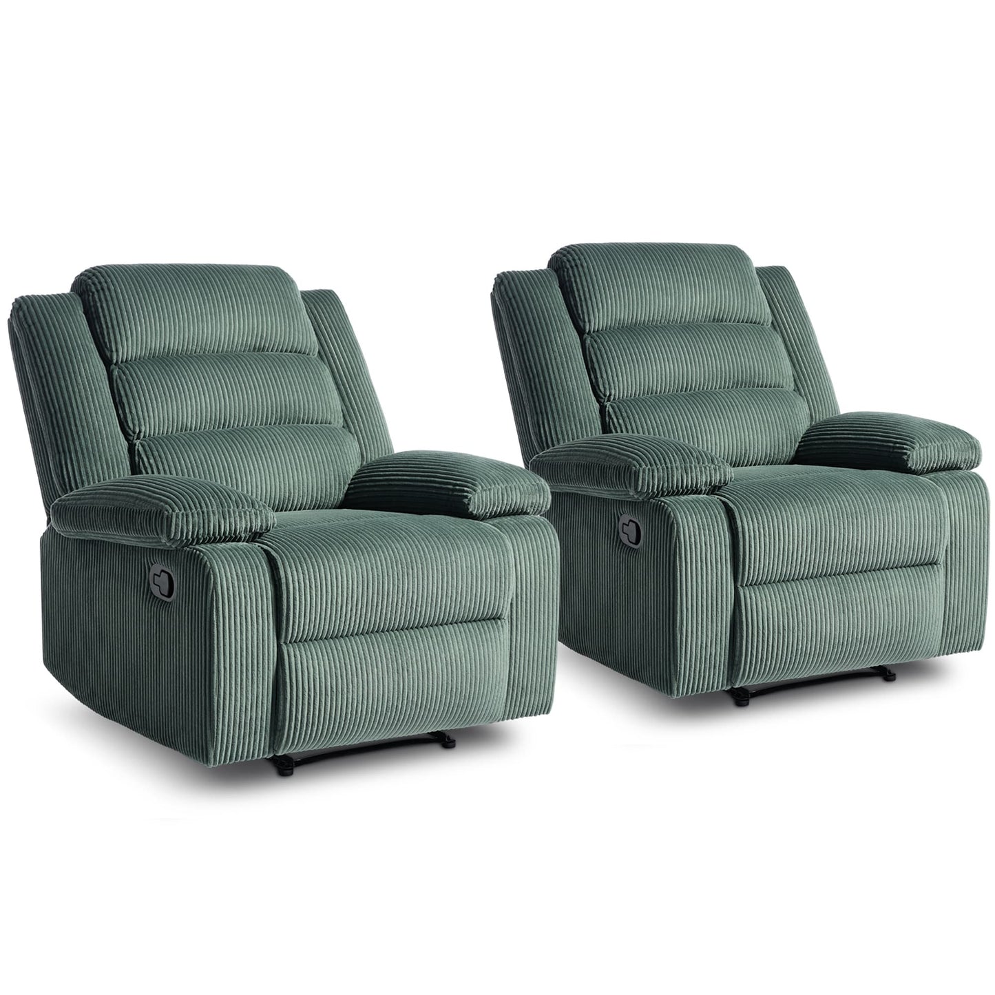 Classic Corduroy Upholstered Push Back Manual Recliner Chair(Set of 2)