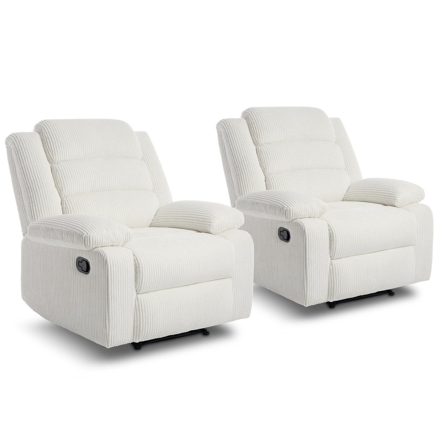 Classic Corduroy Upholstered Push Back Manual Recliner Chair(Set of 2)