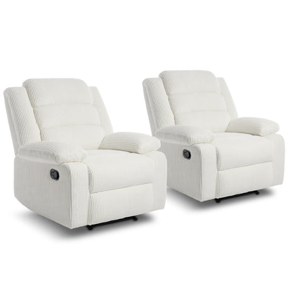 Classic Corduroy Upholstered Push Back Manual Recliner Chair(Set of 2)