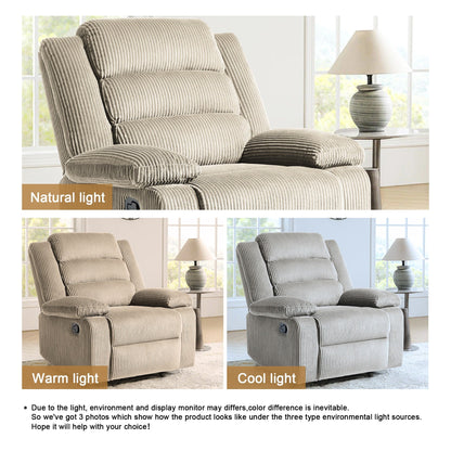 Classic Corduroy Upholstered Push Back Manual Recliner Chair