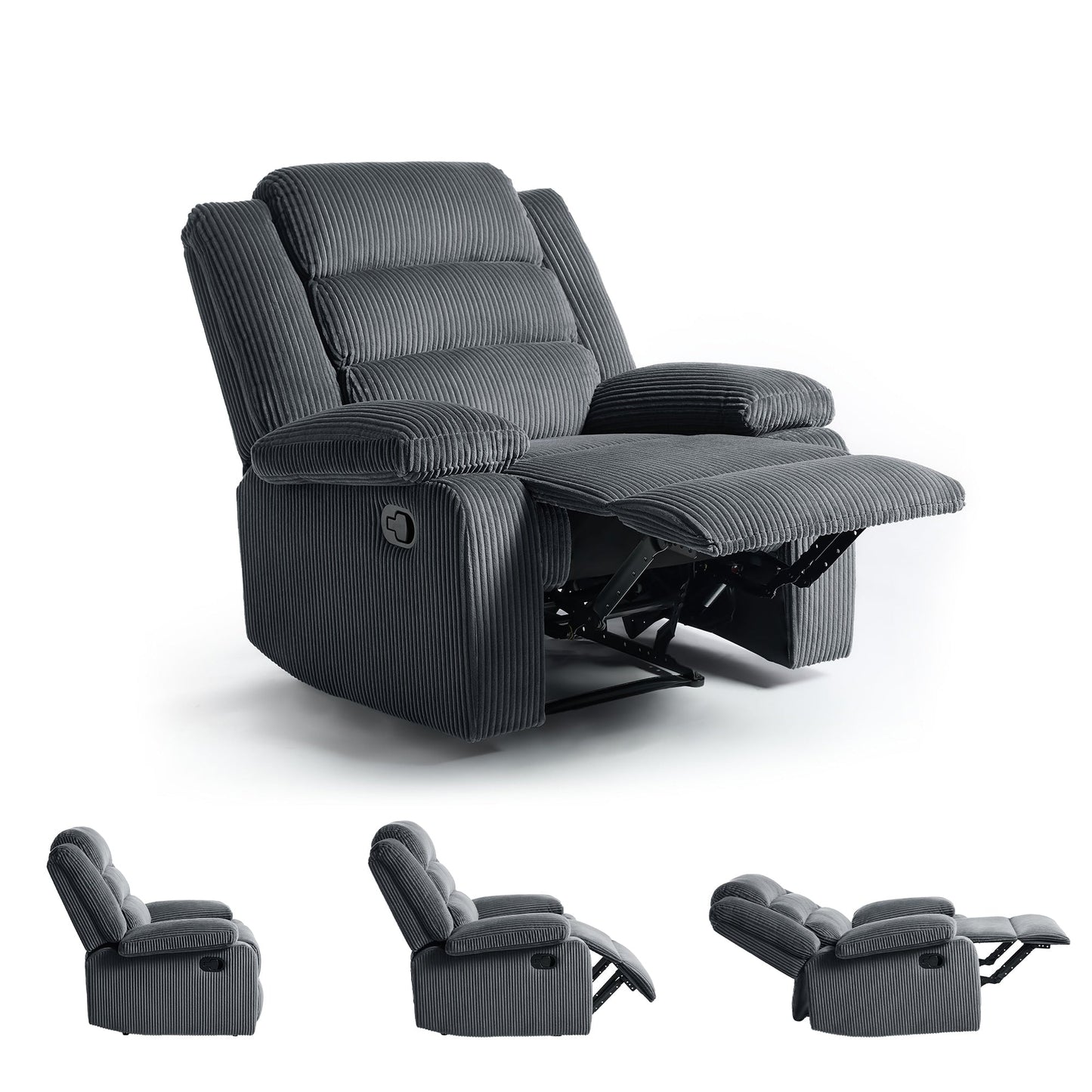 Classic Corduroy Upholstered Push Back Manual Recliner Chair