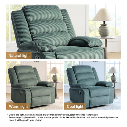 Classic Corduroy Upholstered Push Back Manual Recliner Chair