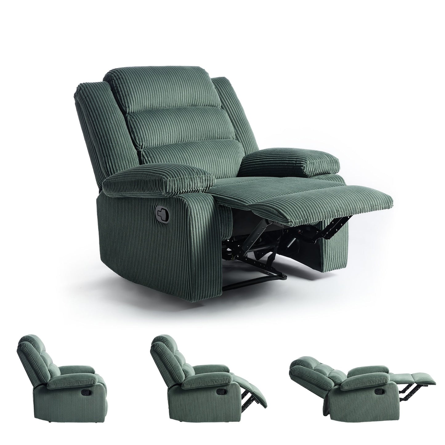 Classic Corduroy Upholstered Push Back Manual Recliner Chair