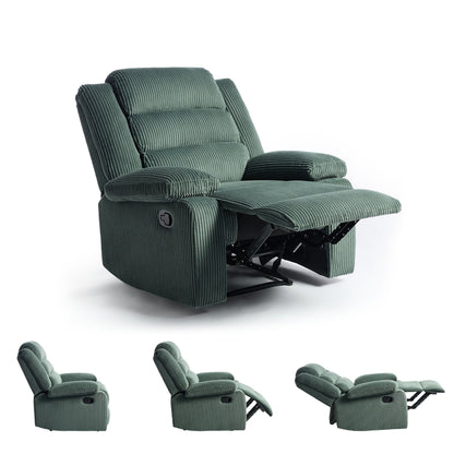 Classic Corduroy Upholstered Push Back Manual Recliner Chair