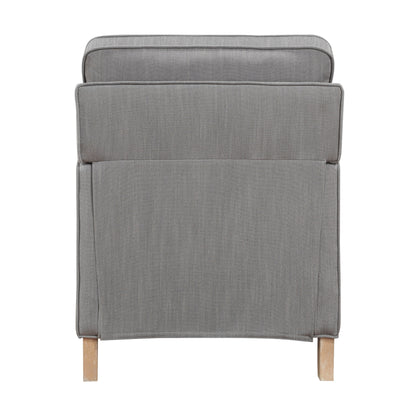 Classic Traditional Push Back Reclining Chair Gray Fabric Upholstery Cushion Seat Solid Wood Furniture 1pc