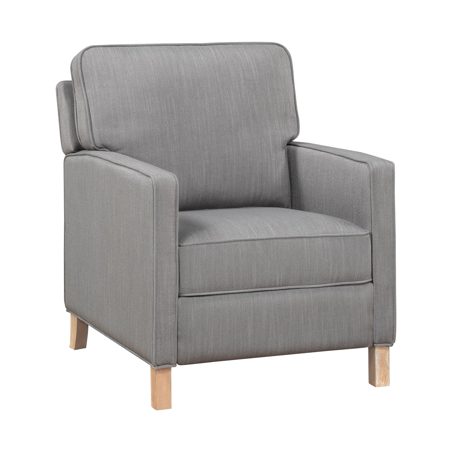 Classic Traditional Push Back Reclining Chair Gray Fabric Upholstery Cushion Seat Solid Wood Furniture 1pc