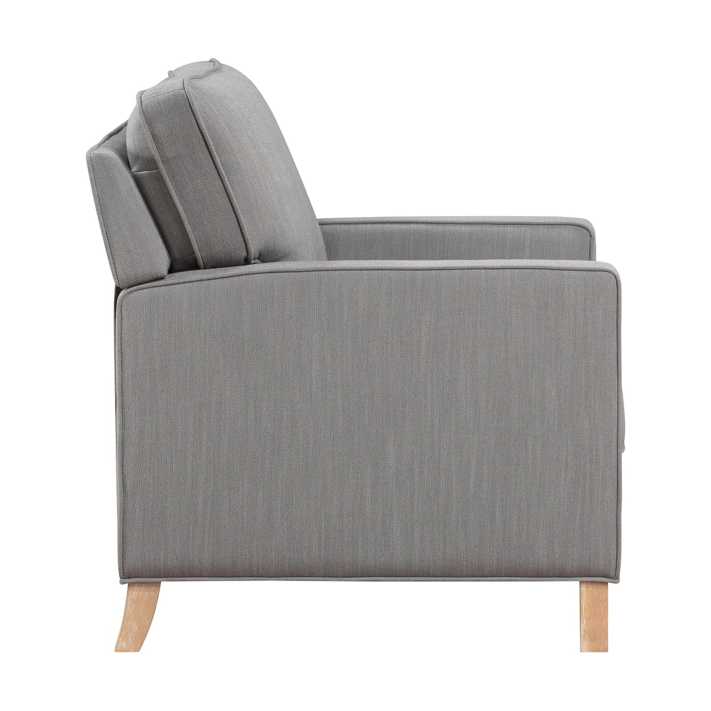 Classic Traditional Push Back Reclining Chair Gray Fabric Upholstery Cushion Seat Solid Wood Furniture 1pc