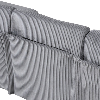 Classic U-Shaped 4-Seat Sectional Sofa with Removable Cushions and Solid Wood Legs for Living Room Study