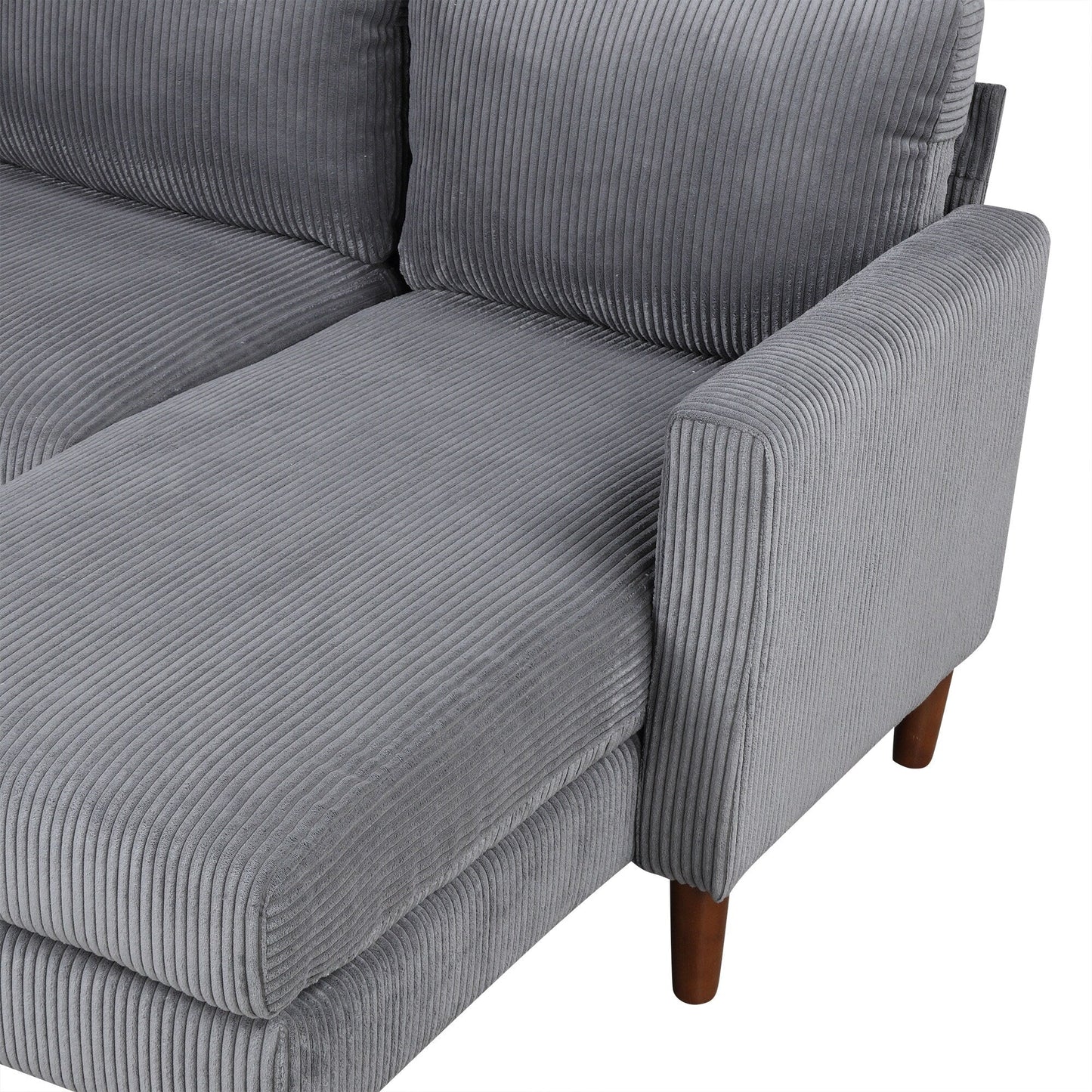 Classic U-Shaped 4-Seat Sectional Sofa with Removable Cushions and Solid Wood Legs for Living Room Study