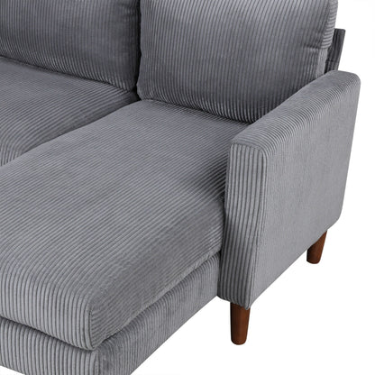 Classic U-Shaped 4-Seat Sectional Sofa with Removable Cushions and Solid Wood Legs for Living Room Study