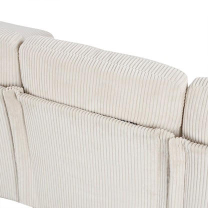 Classic U-Shaped 4-Seat Sectional Sofa with Removable Cushions and Solid Wood Legs for Living Room Study