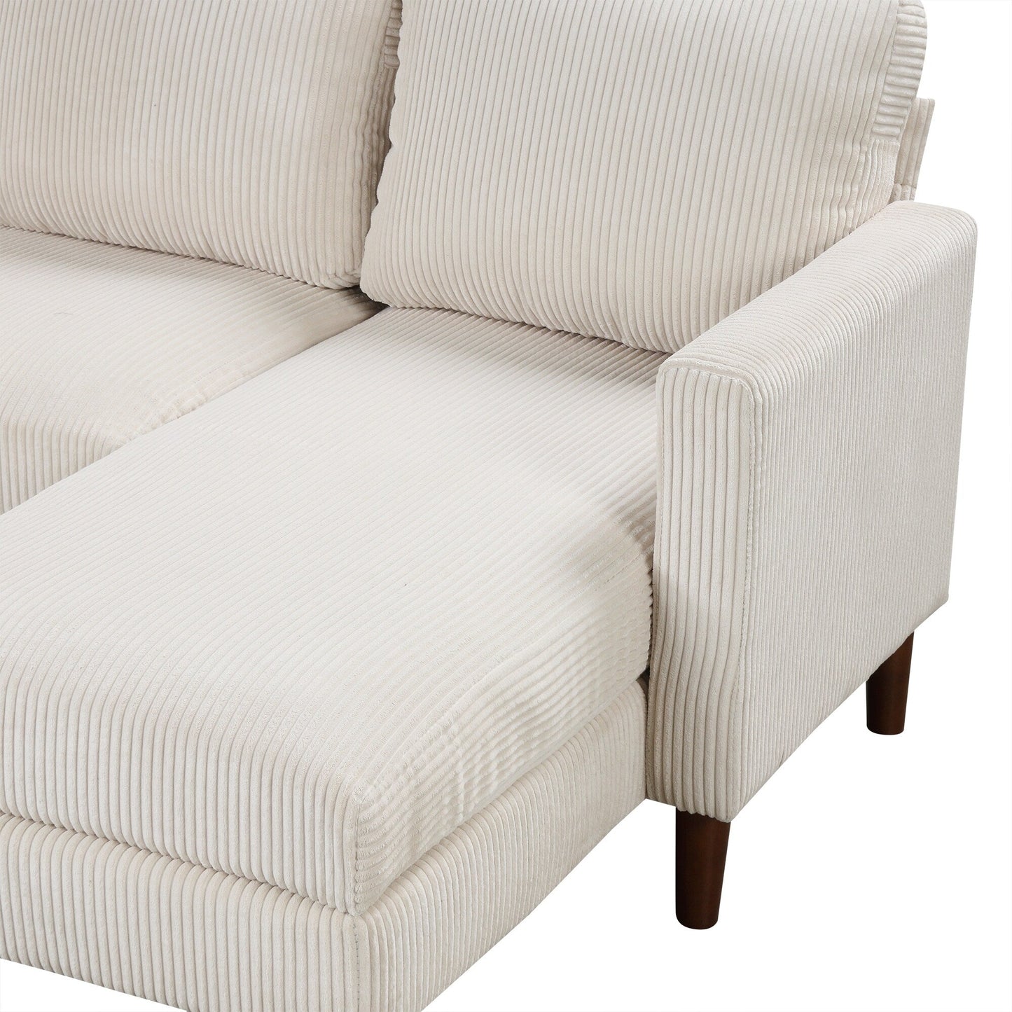 Classic U-Shaped 4-Seat Sectional Sofa with Removable Cushions and Solid Wood Legs for Living Room Study
