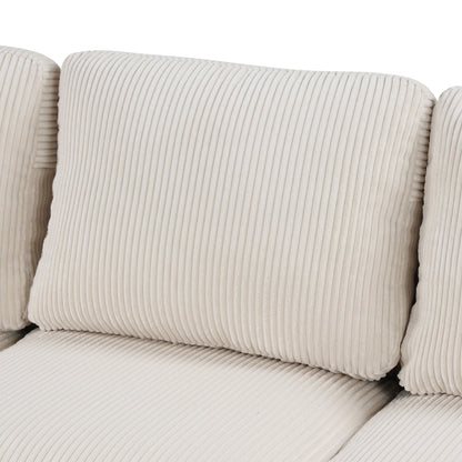 Classic U-Shaped 4-Seat Sectional Sofa with Removable Cushions and Solid Wood Legs for Living Room Study