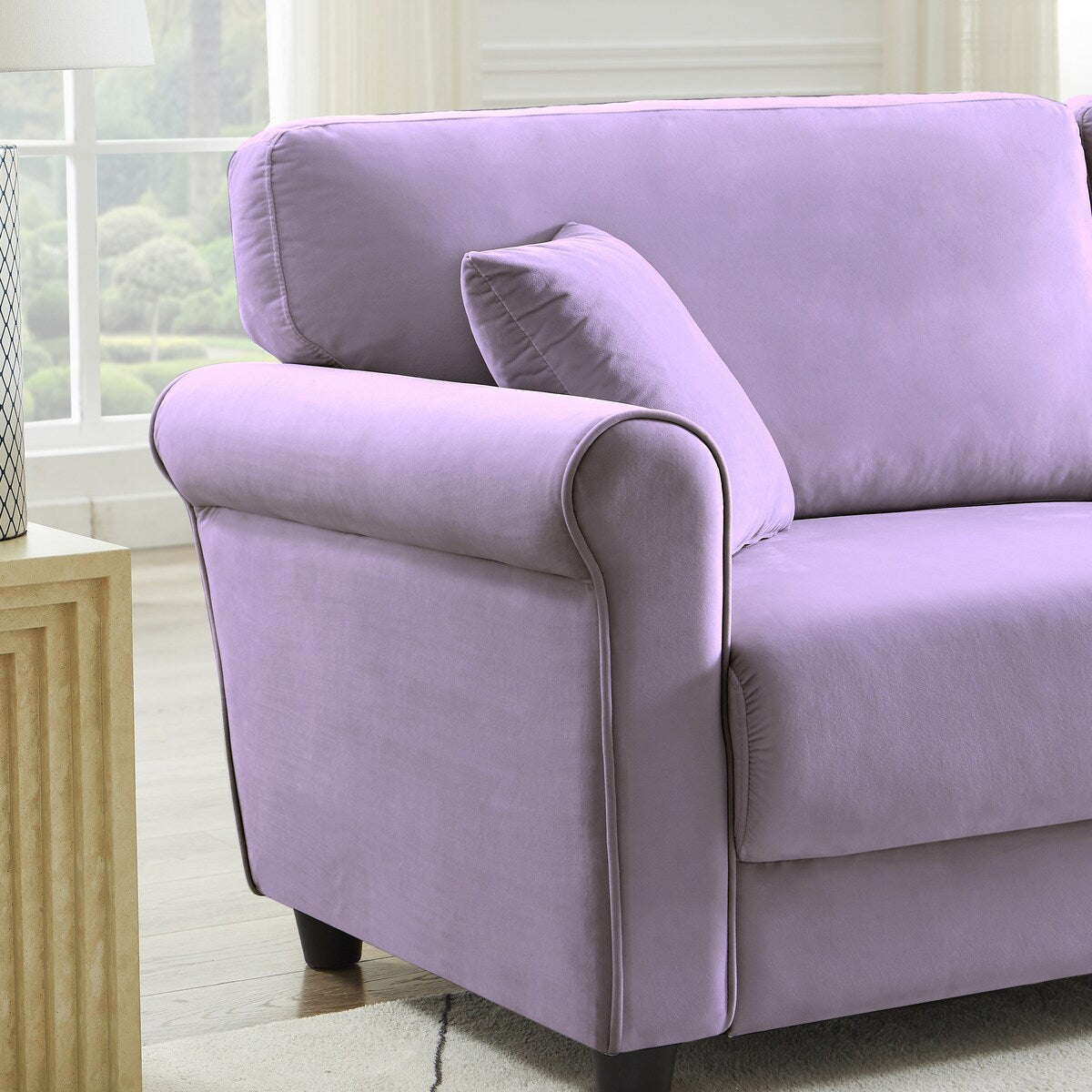Classic Velvet Sofa Couch with Hardwood Frame, Upholstered Couch, Rounded Arms