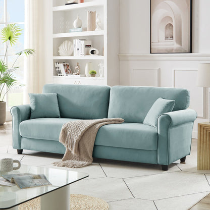 Classic Velvet Sofa Couch with Hardwood Frame, Upholstered Couch, Rounded Arms
