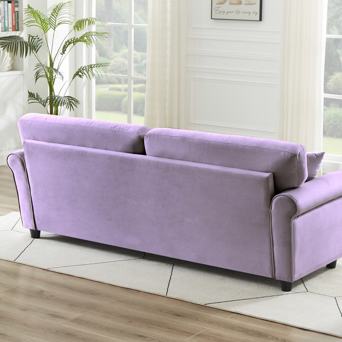 Classic Velvet Sofa Couch with Hardwood Frame, Upholstered Couch, Rounded Arms