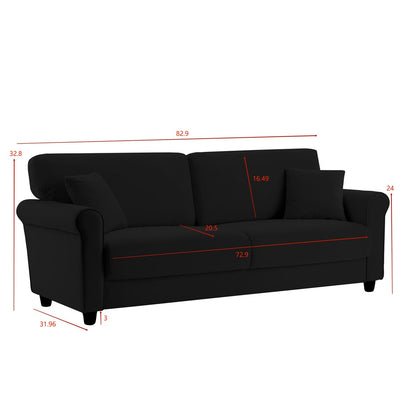 Classic Velvet Sofa Couch with Hardwood Frame, Upholstered Couch, Rounded Arms